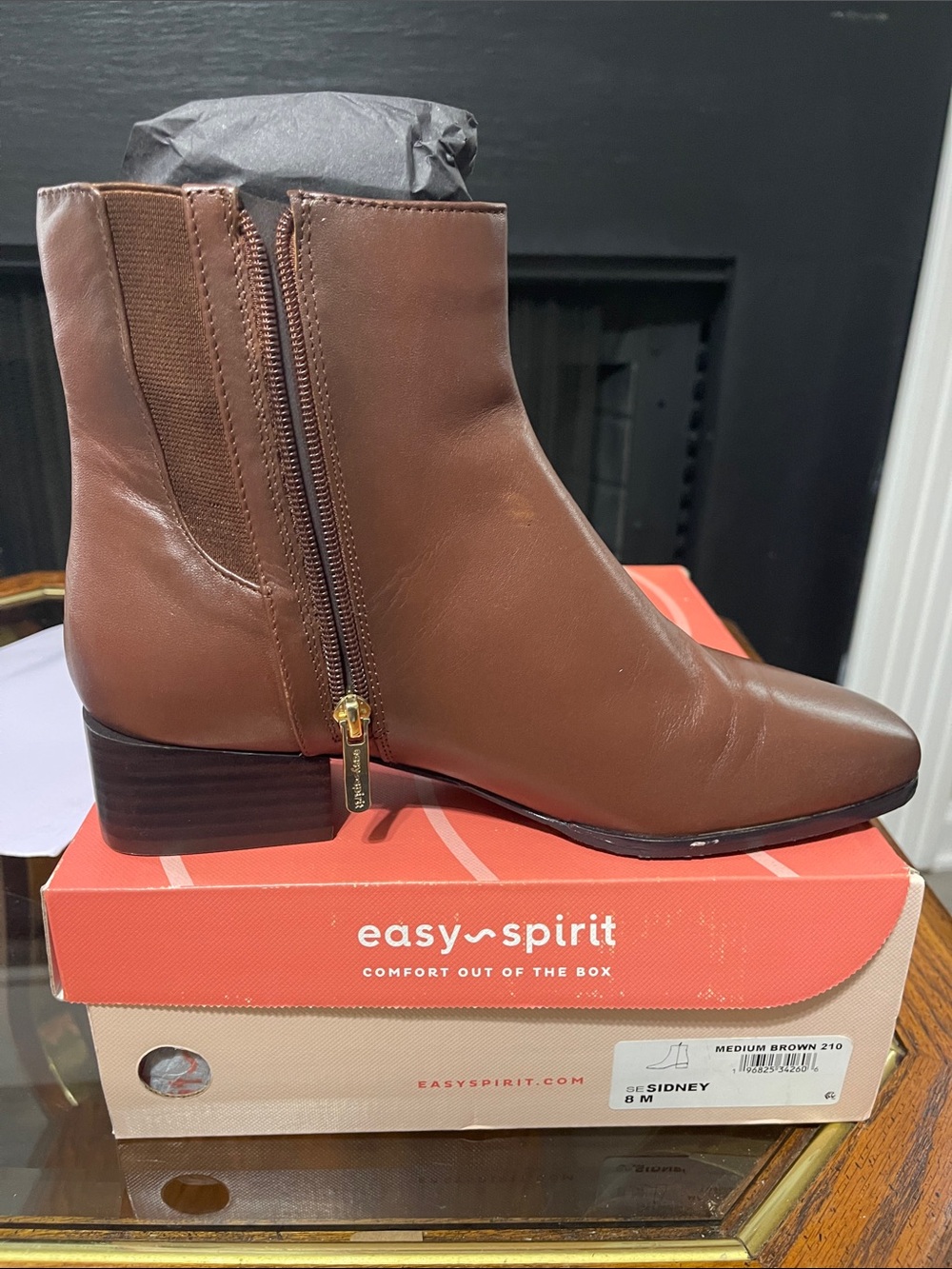 Easy Spirit Brown Leather Side-Zip Ankle Boot